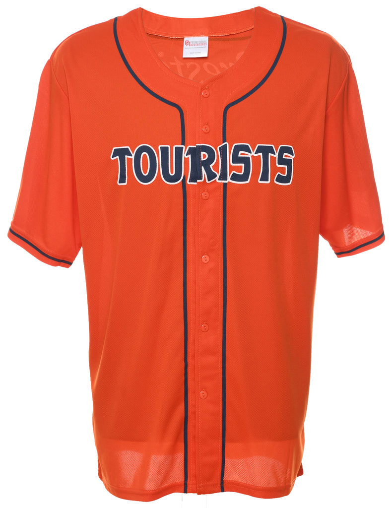 Button Front Tourists Printed T-shirt - L