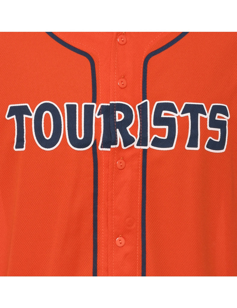 Button Front Tourists Printed T-shirt - L