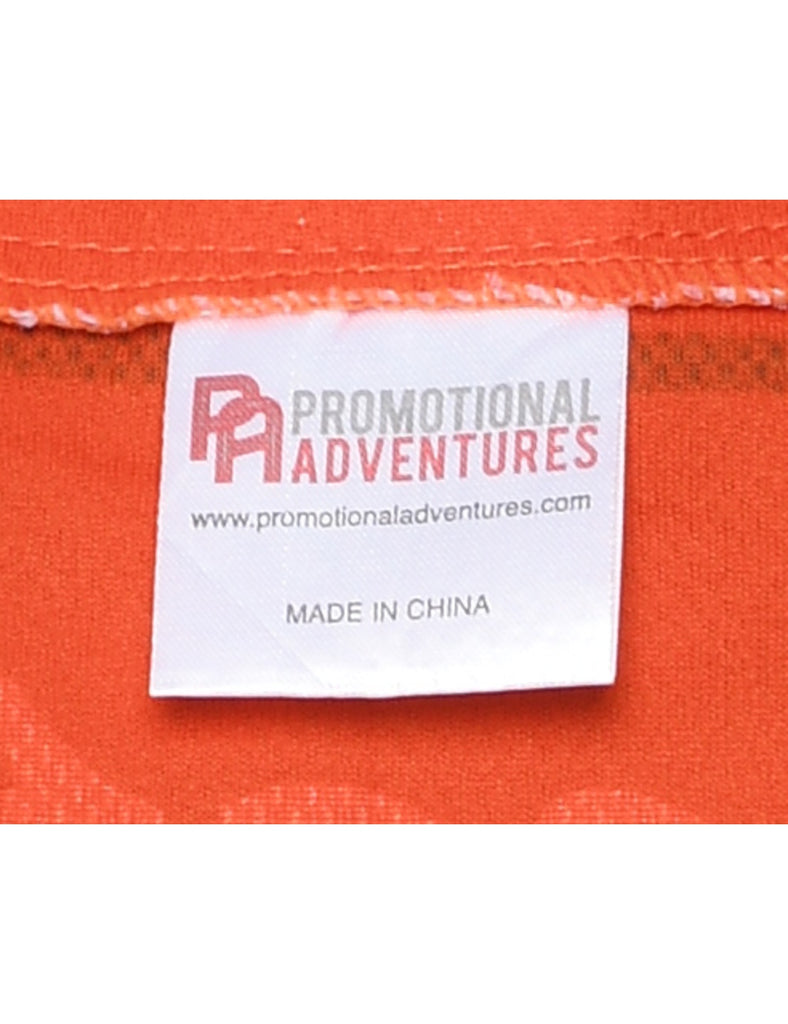 Button Front Tourists Printed T-shirt - L