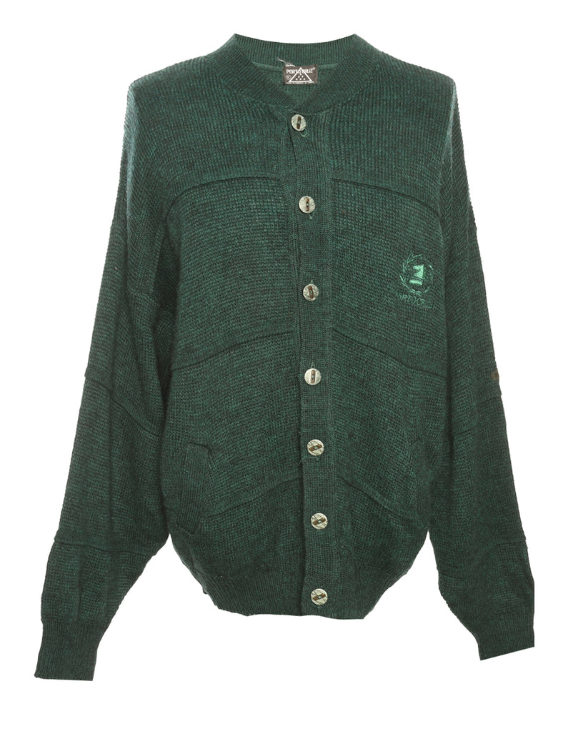 Button Through Dark Green Cardigan - L