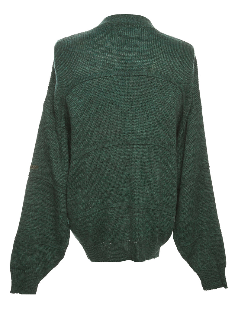 Button Through Dark Green Cardigan - L