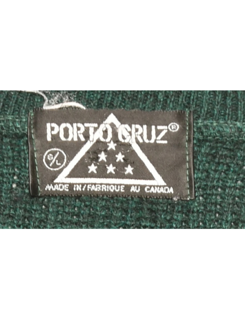 Button Through Dark Green Cardigan - L