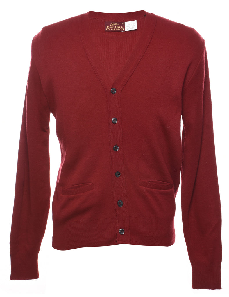 Button Through Red Cardigan - M