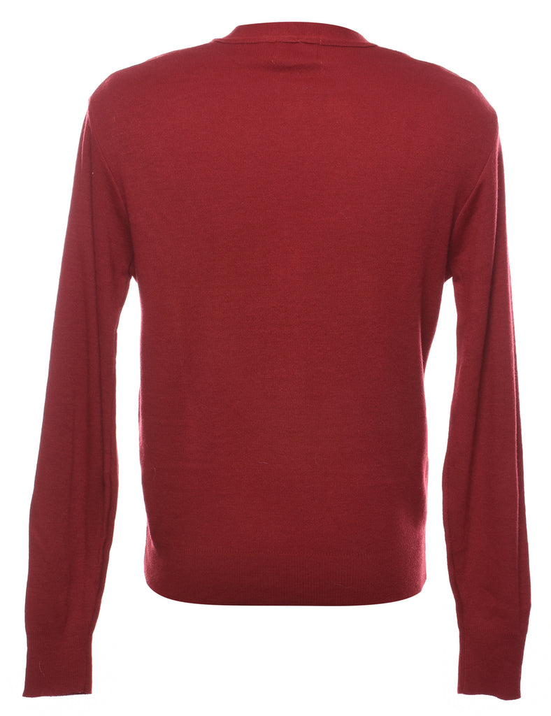 Button Through Red Cardigan - M