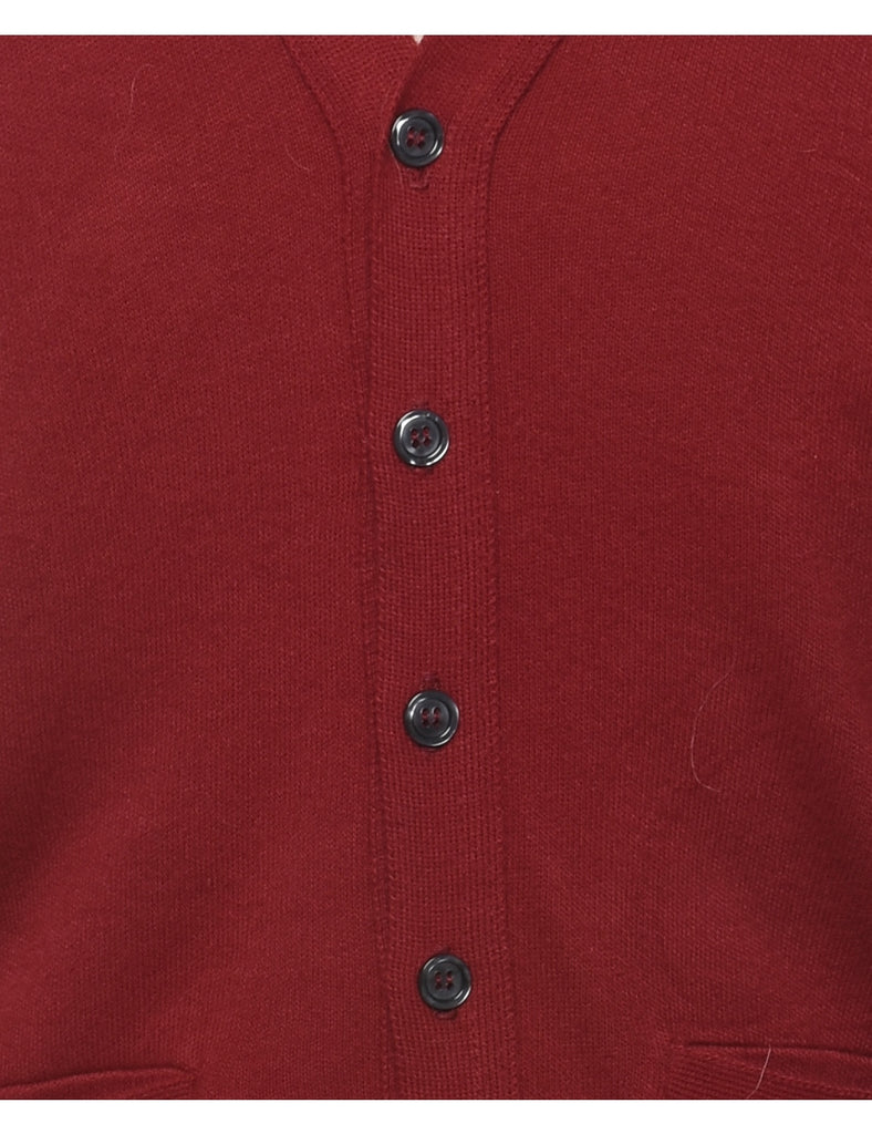 Button Through Red Cardigan - M