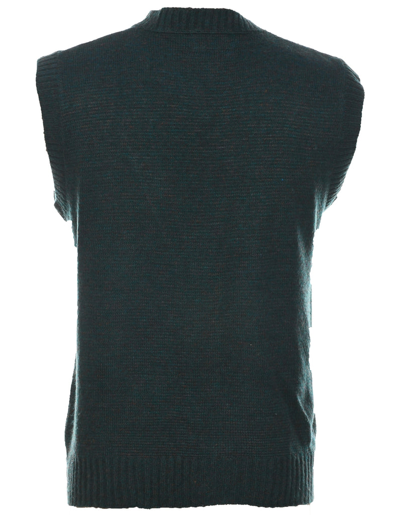 Cable Knit Dark Green Vest - L