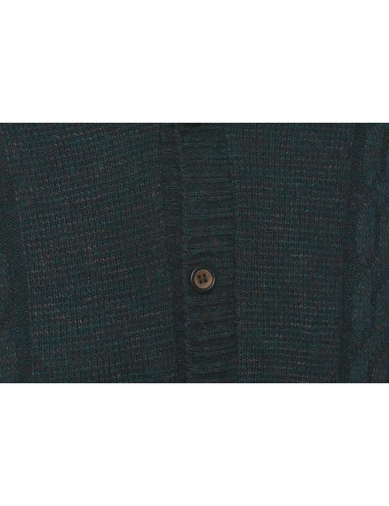 Cable Knit Dark Green Vest - L