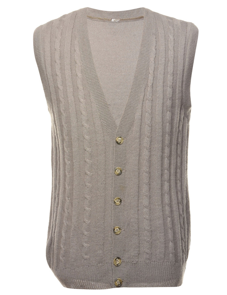 Cable Knit Sweater Vest - L
