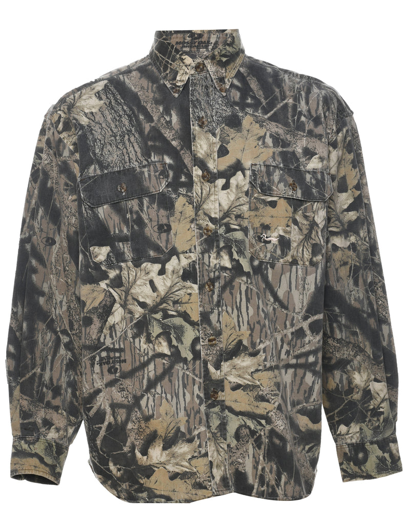 Camouflage Print Denim Shirt - M