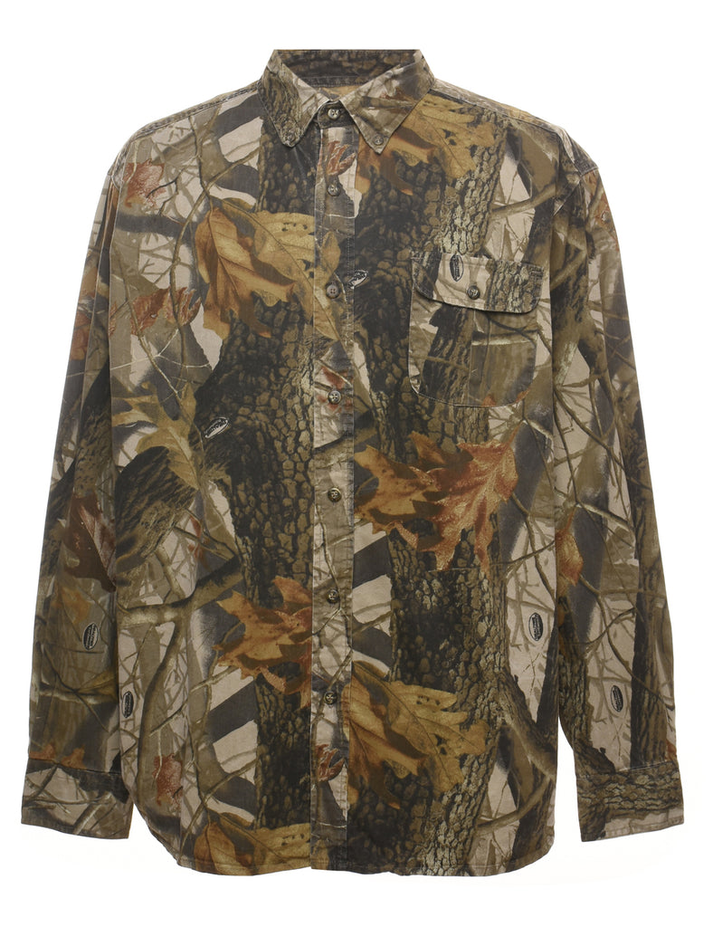 Camouflage Print Long-Sleeve Shirt - XL