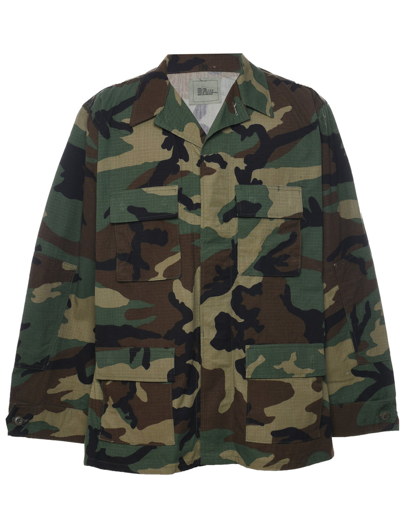 Camouflage Print Military Jacket - L