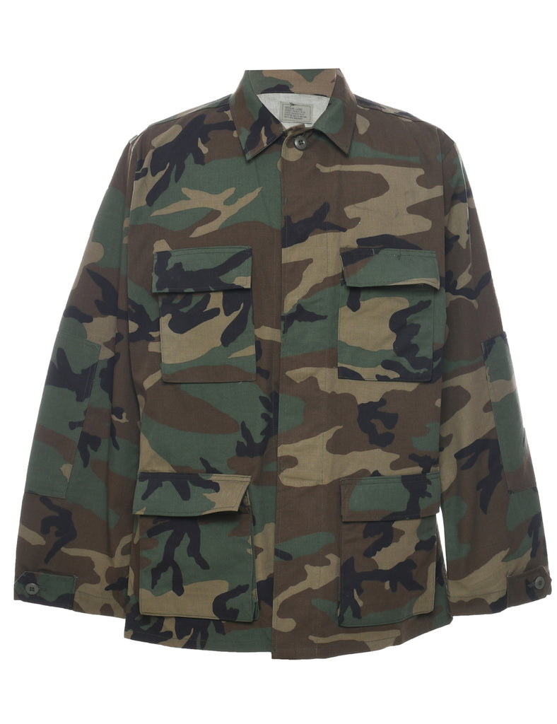 Camouflage Print Military Jacket - M