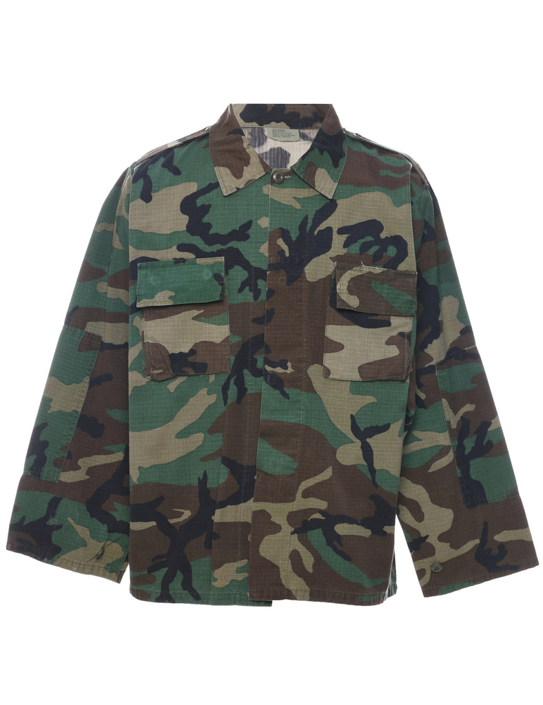 Camouflage Print Military Jacket - L