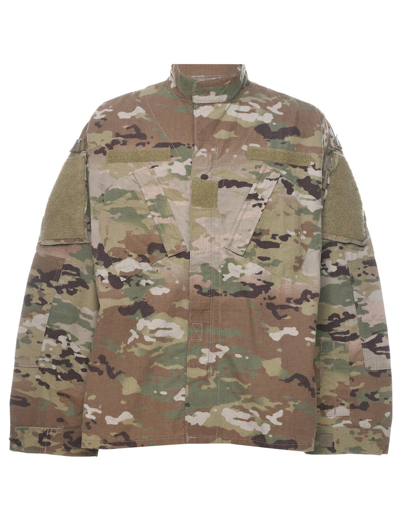Camouflage Print Military Jacket - M