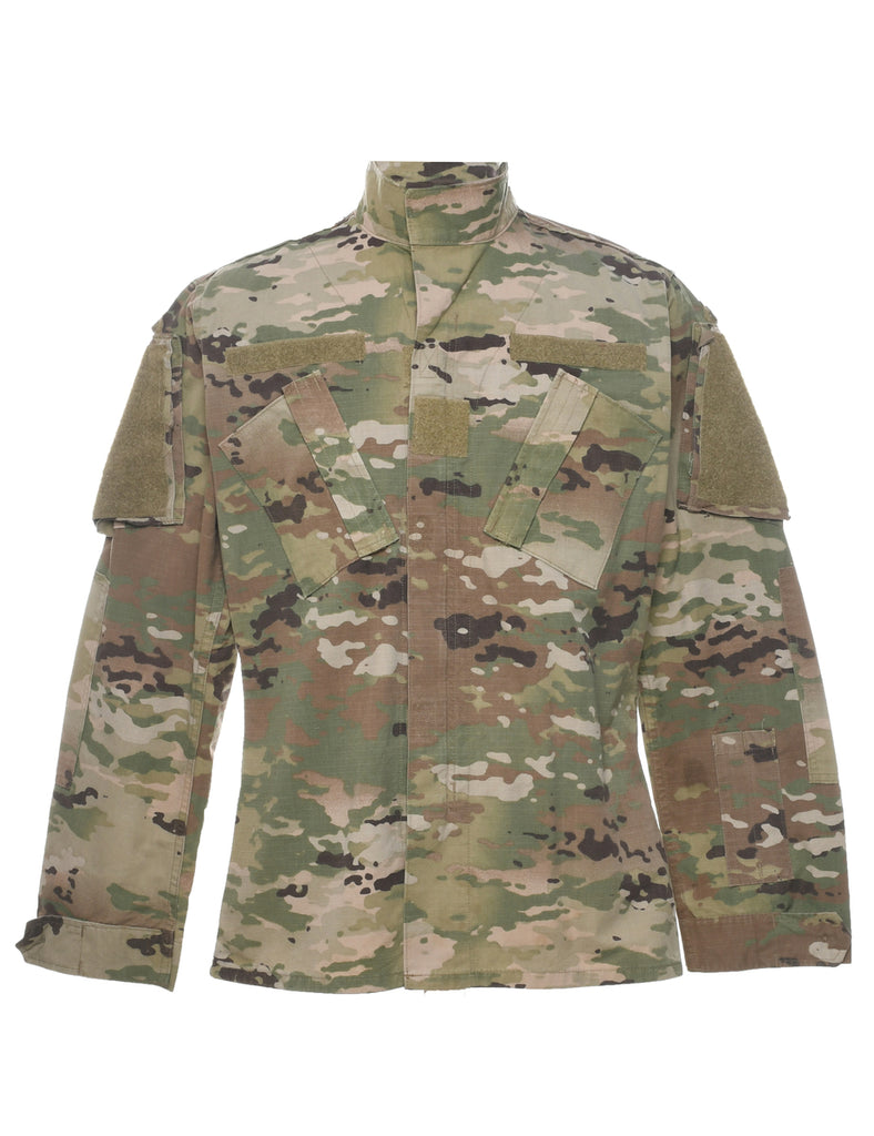 Camouflage Print Military Jacket - L