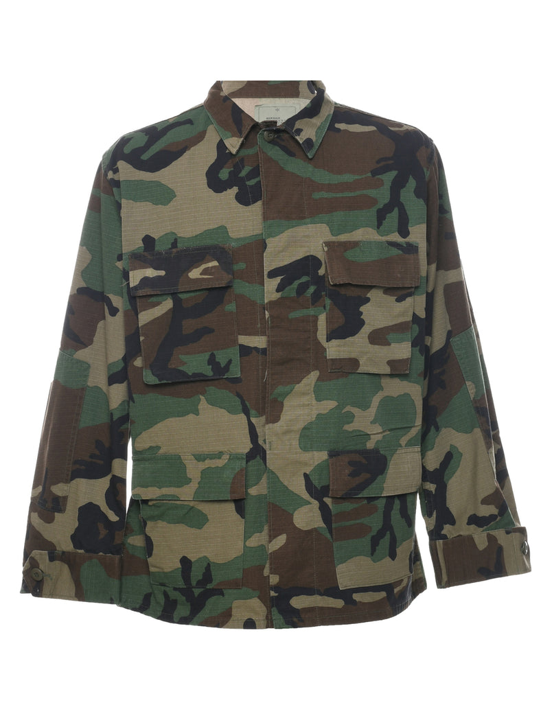 Camouflage Print Military Jacket - M
