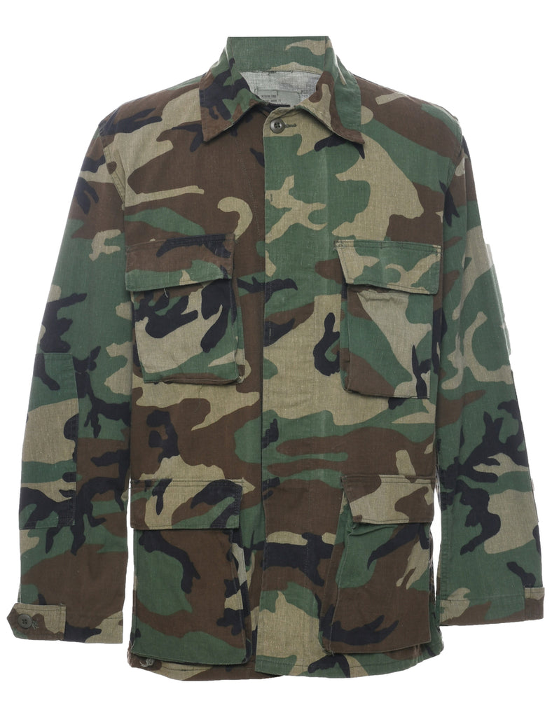 Camouflage Print Military Jacket - M
