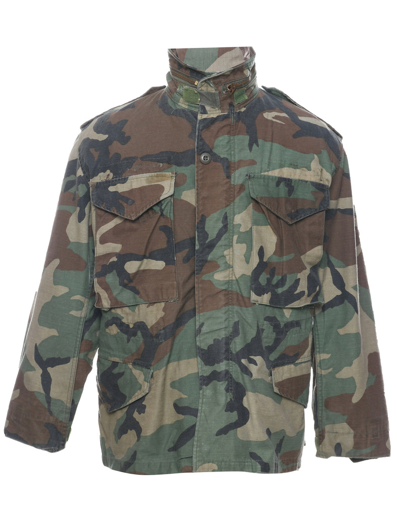 Camouflage Print Military Jacket - XS