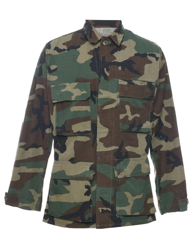 Camouflage Print Military Jacket - XS