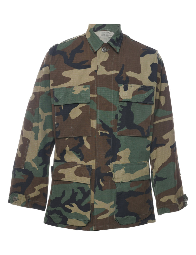 Camouflage Print Military Jacket - XS