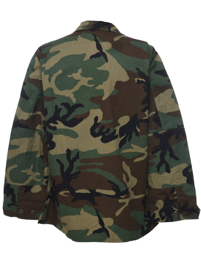 Camouflage Print Military Jacket - L