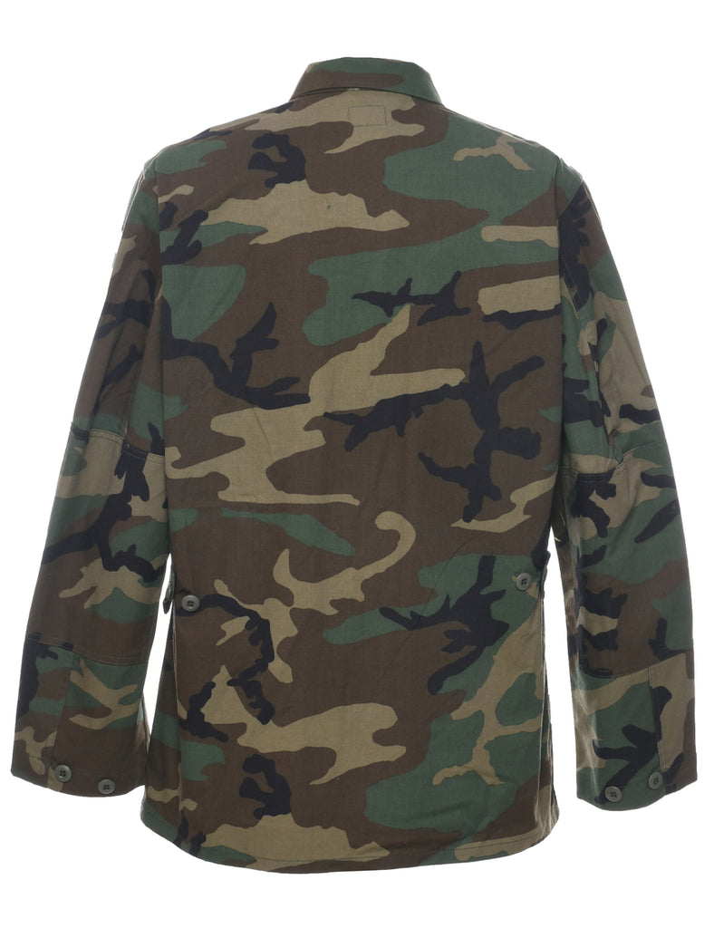 Camouflage Print Military Jacket - M
