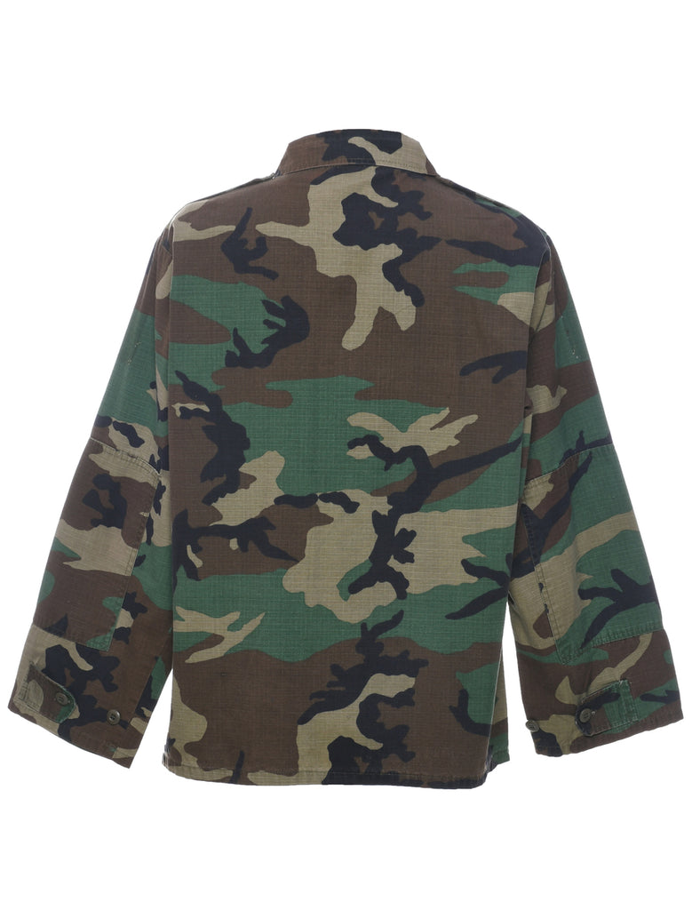 Camouflage Print Military Jacket - L