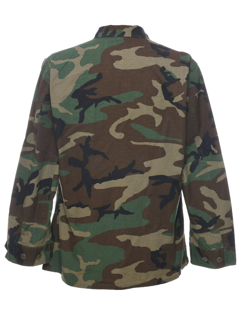 Camouflage Print Military Jacket - M