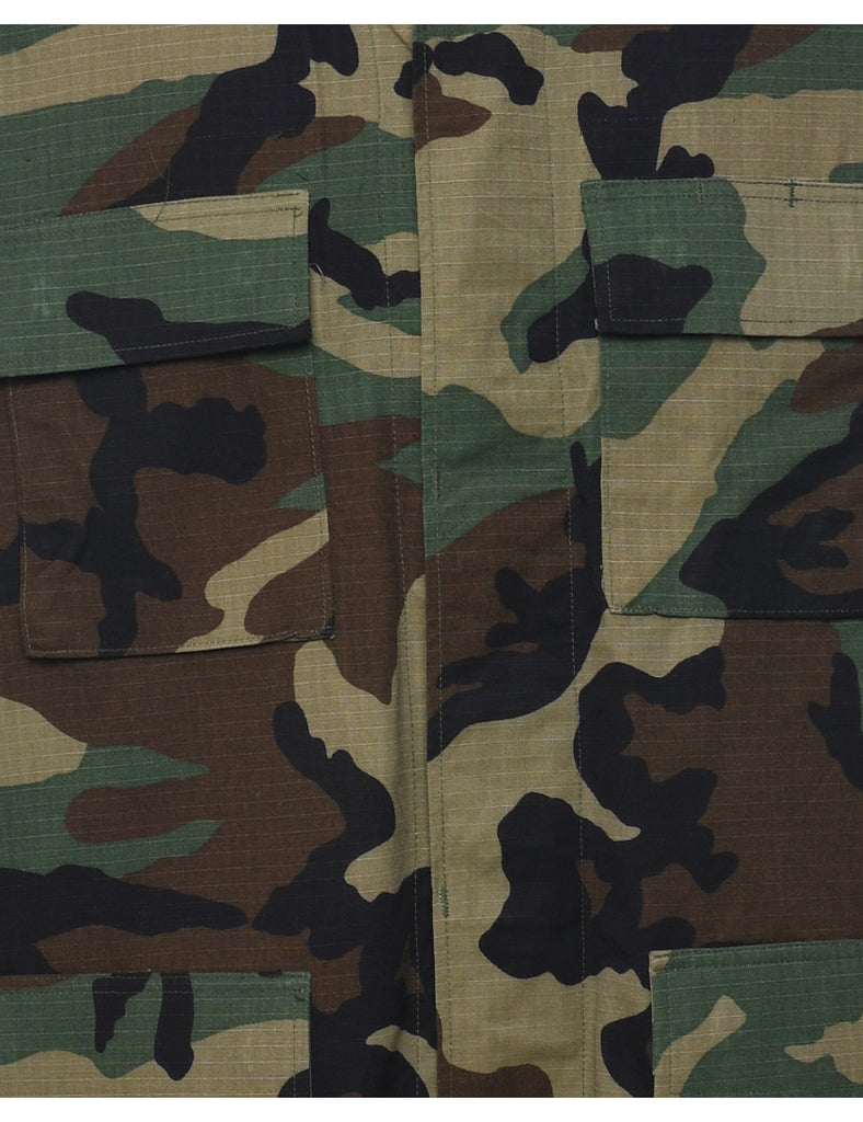 Camouflage Print Military Jacket - L