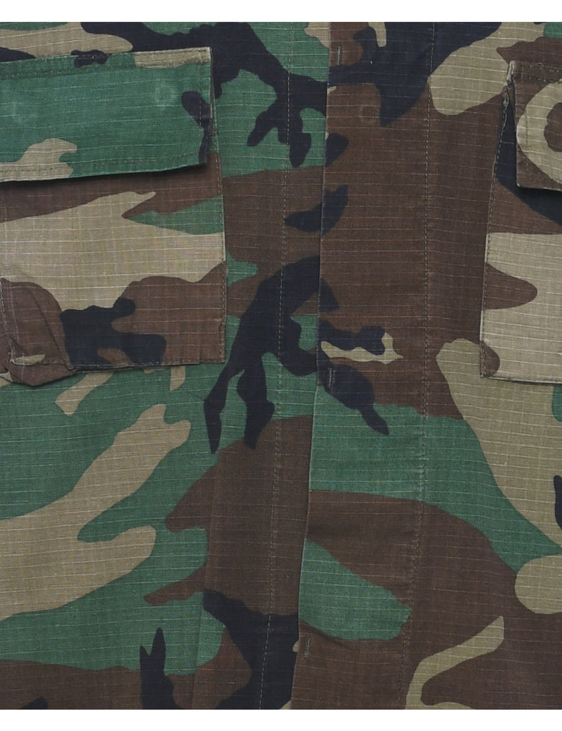 Camouflage Print Military Jacket - L