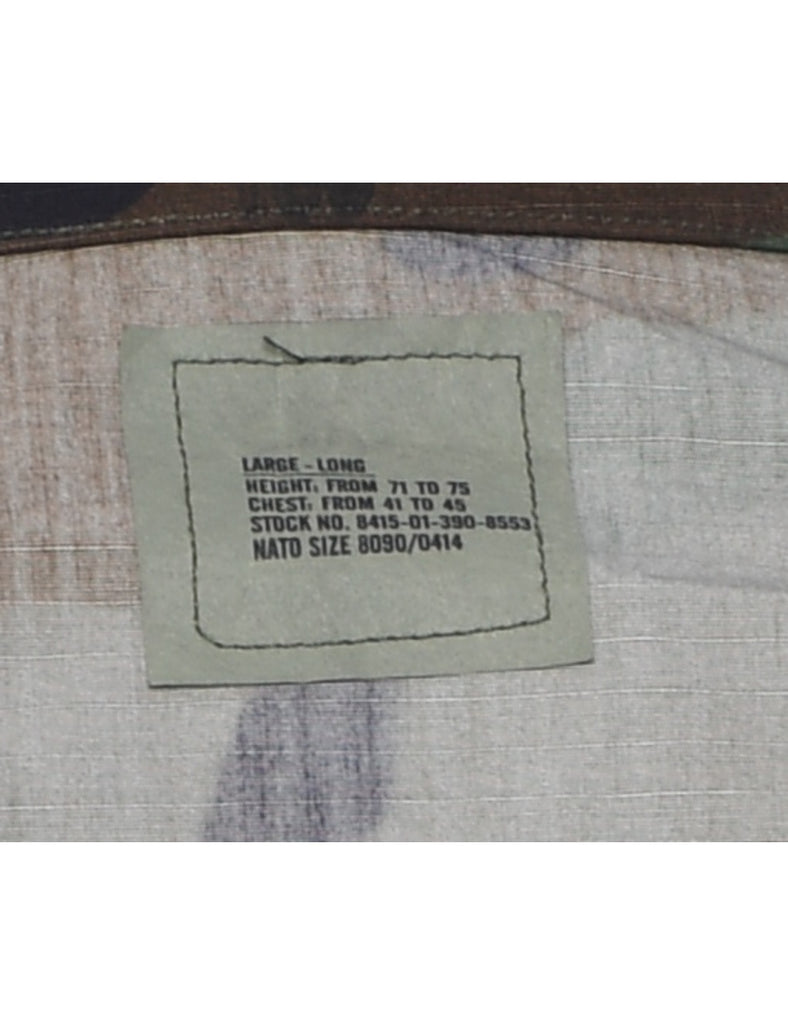 Camouflage Print Military Jacket - L