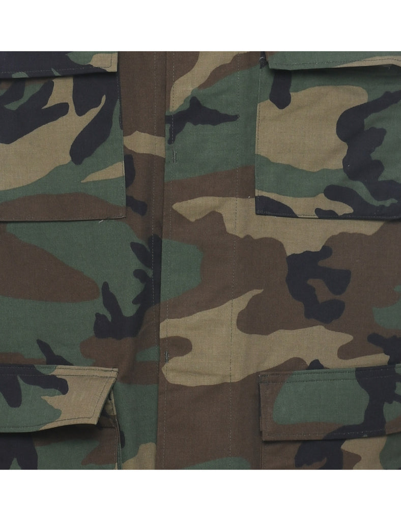 Camouflage Print Military Jacket - M