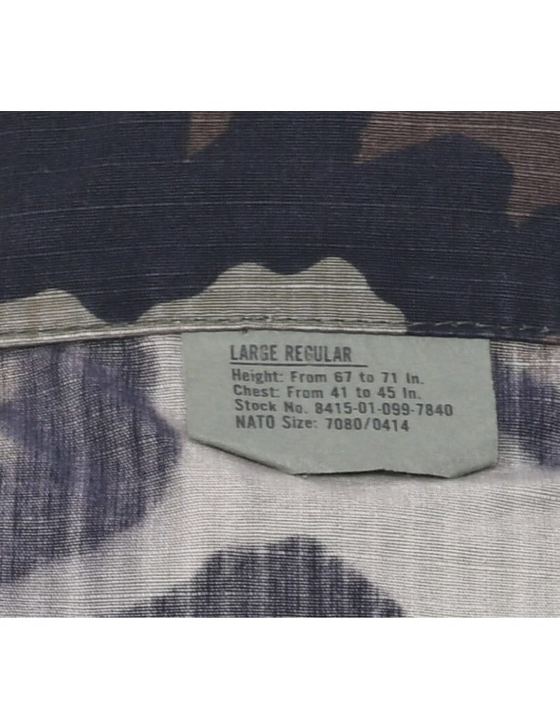 Camouflage Print Military Jacket - L
