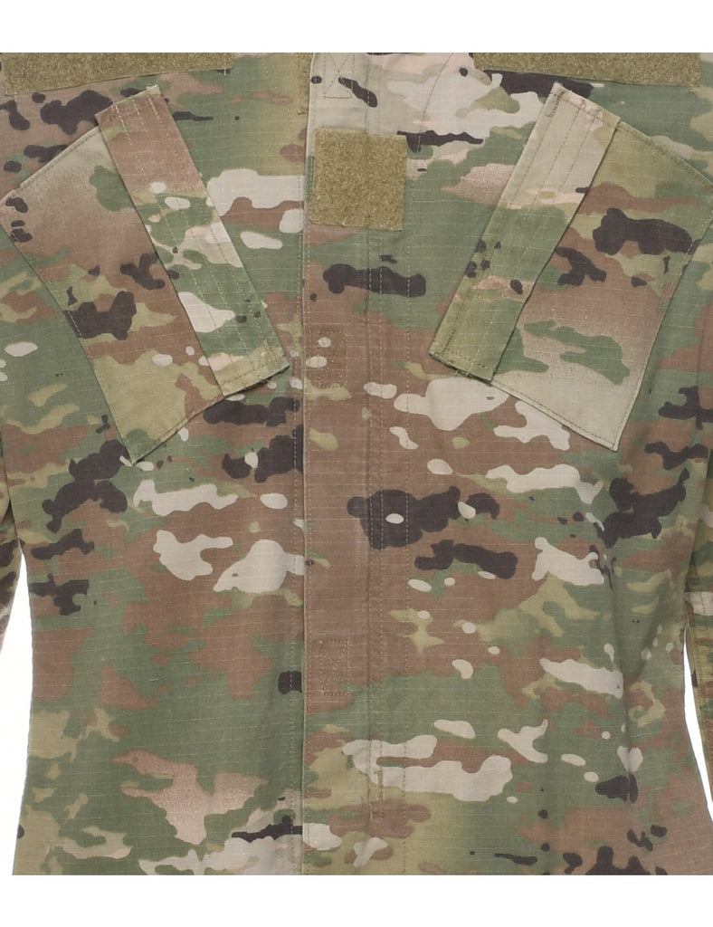 Camouflage Print Military Jacket - L