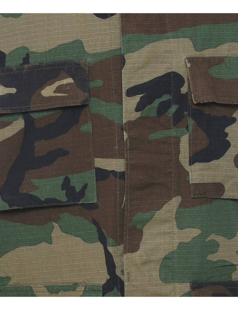 Camouflage Print Military Jacket - M