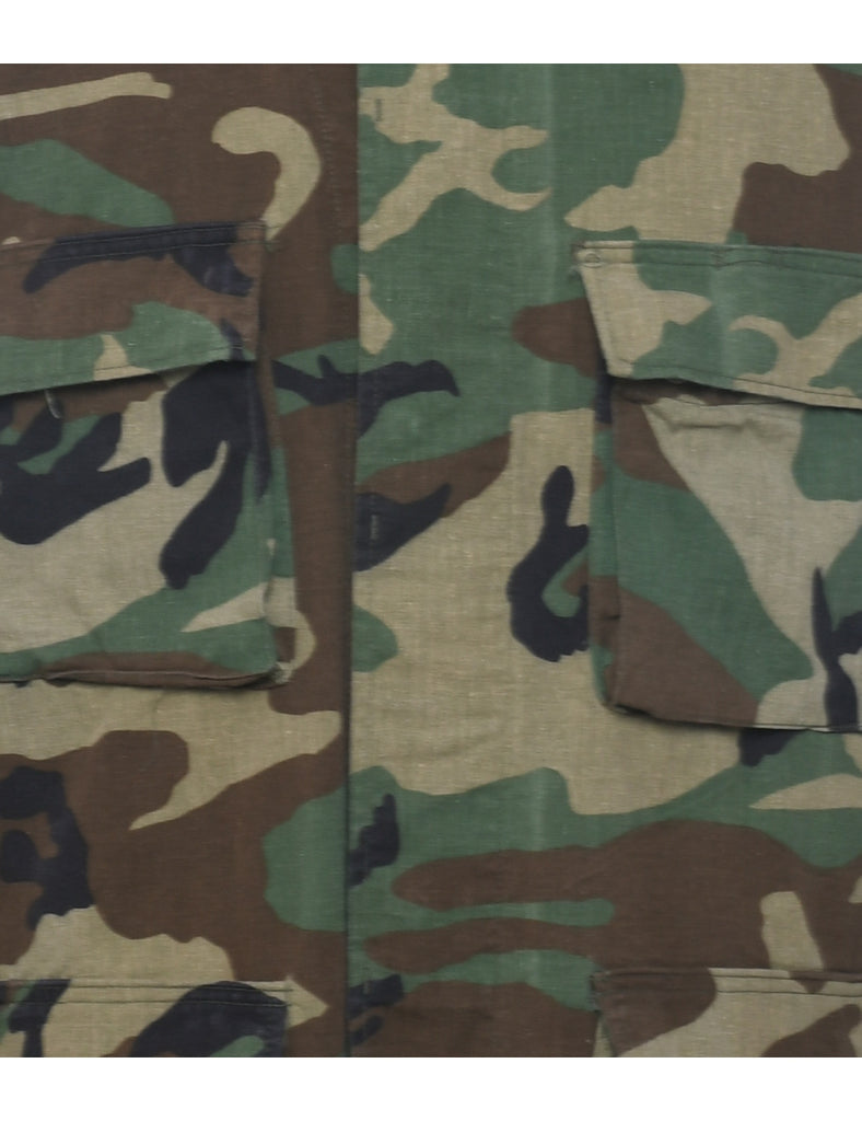 Camouflage Print Military Jacket - M
