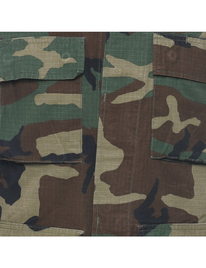 Camouflage Print Military Jacket - XS