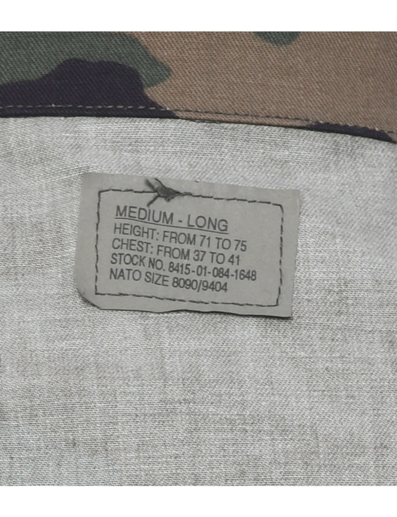 Camouflage Print Military Jacket - M