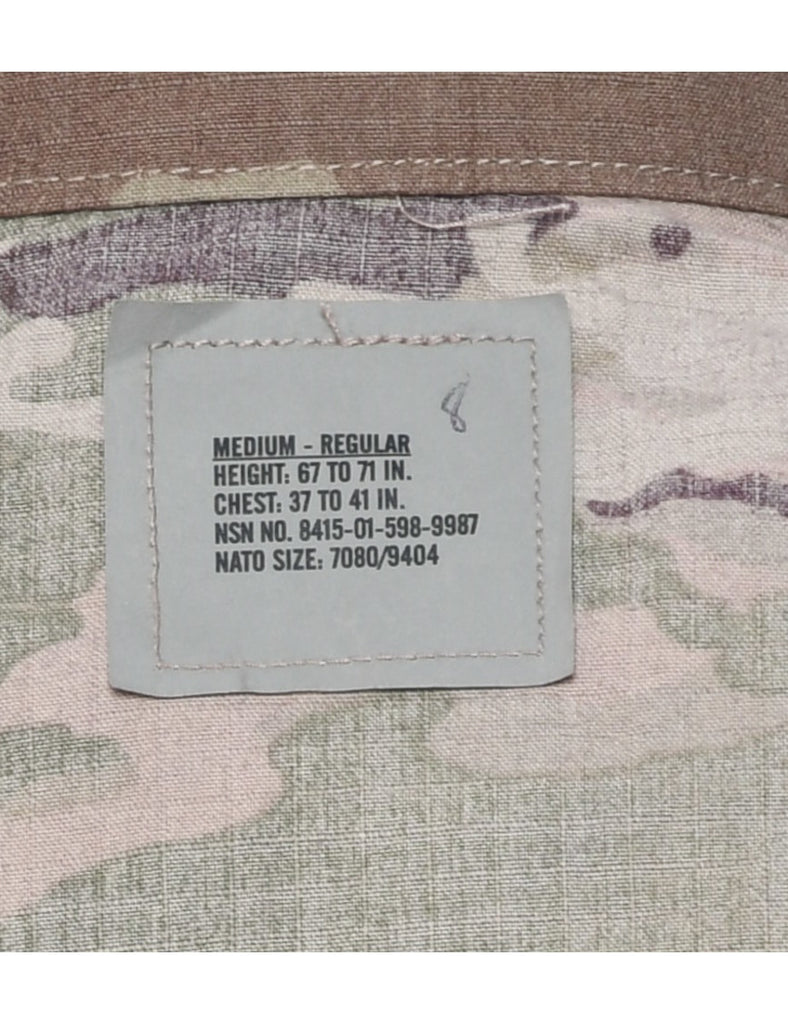 Camouflage Print Military Jacket - M