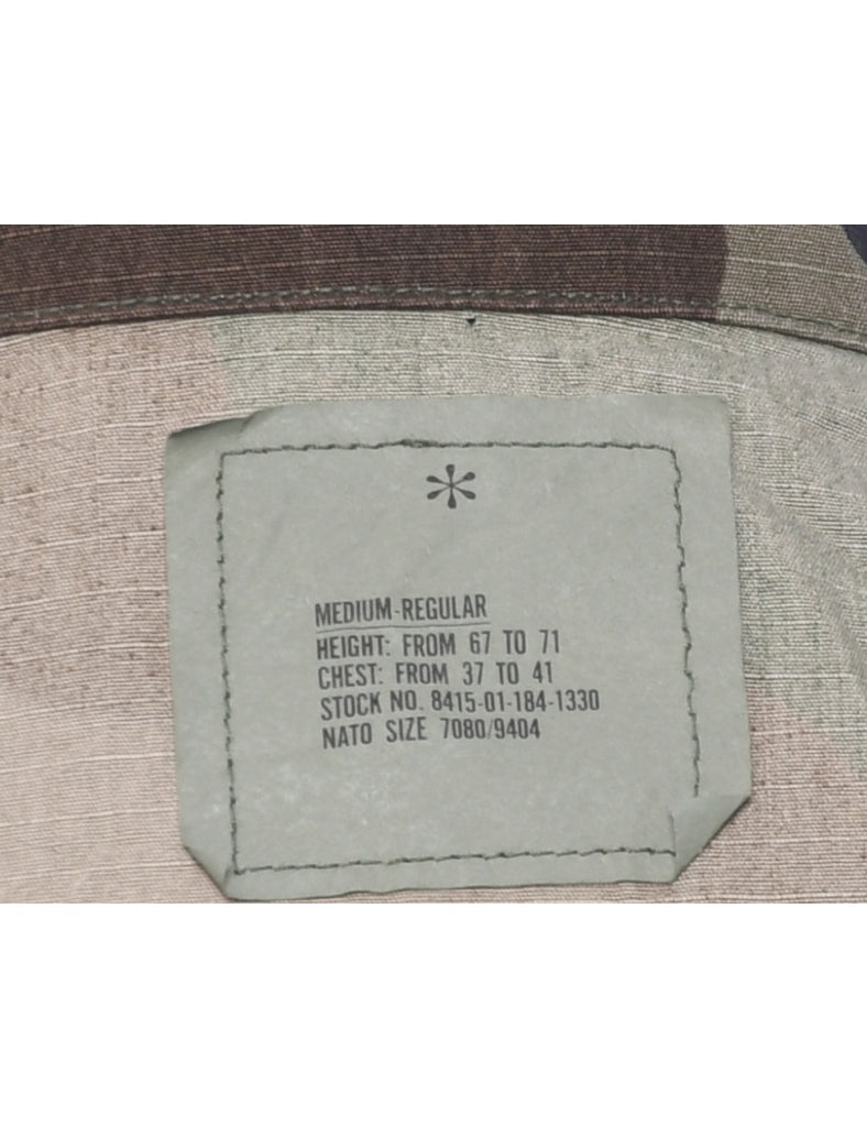 Camouflage Print Military Jacket - M