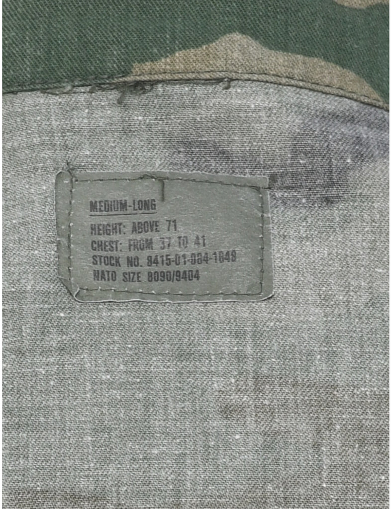 Camouflage Print Military Jacket - M