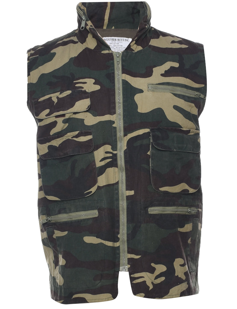 Camouflage Print Waistcoat - L