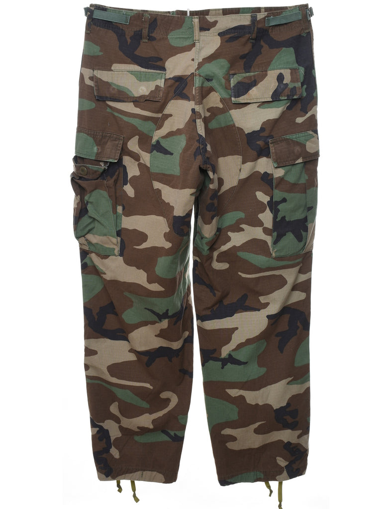 Camouflage Print Y2K Cargo Trousers - W34 L30