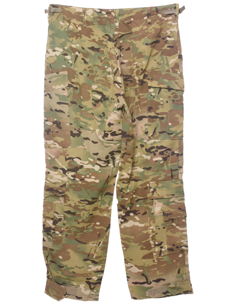 Camouflage Print Y2K Cargo Trousers - W37 L31