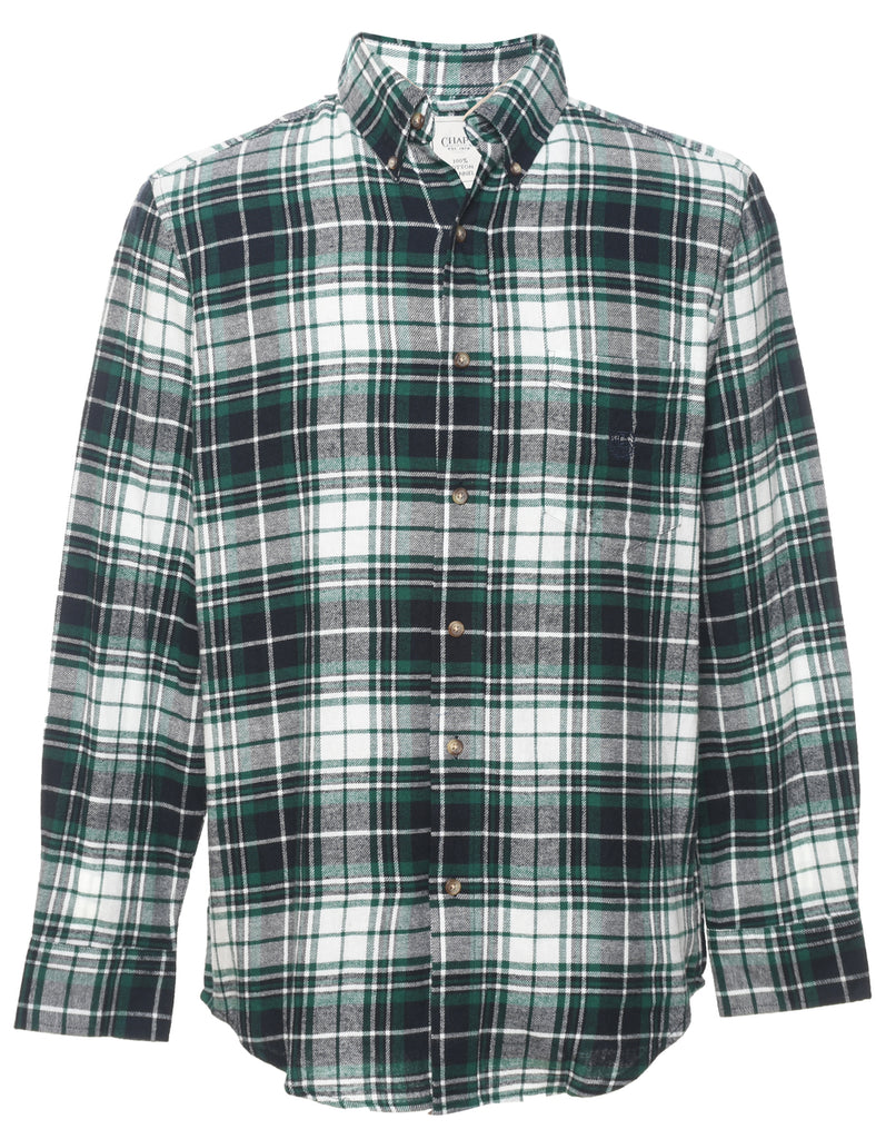 Chaps Checked Black, Grey & White 1990s Shirt - S