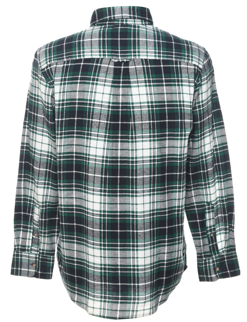 Chaps Checked Black, Grey & White 1990s Shirt - S