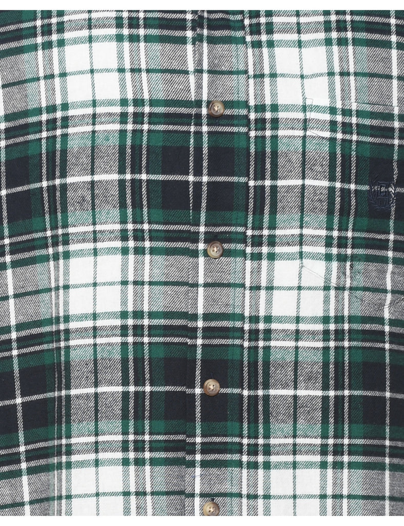 Chaps Checked Black, Grey & White 1990s Shirt - S