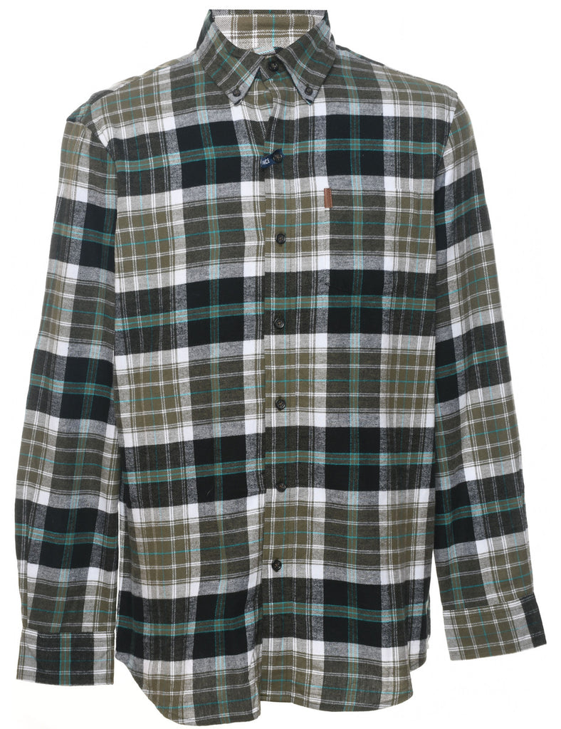 Chaps Checked Green Flannel Shirt - M