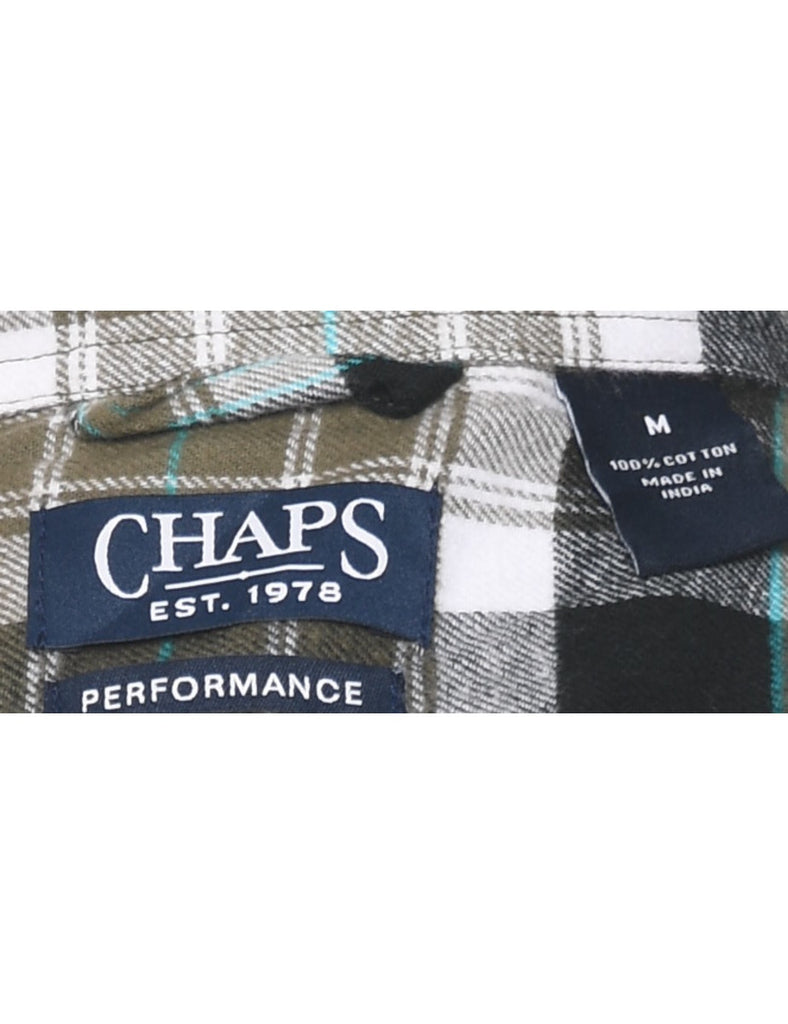 Chaps Checked Green Flannel Shirt - M