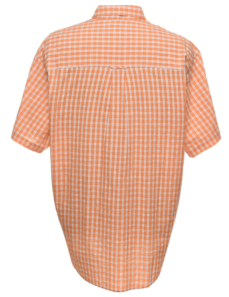 Chaps Checked Orange Short Sleeve Shirt - XL